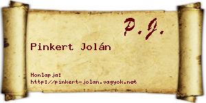 Pinkert Jolán névjegykártya